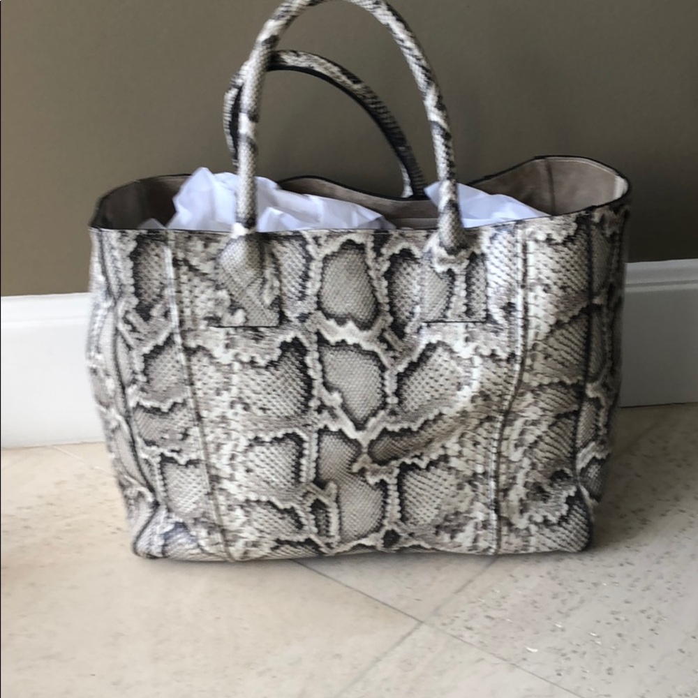 Paolo Bentini Python Print Tote .. Made In Italy - image 1